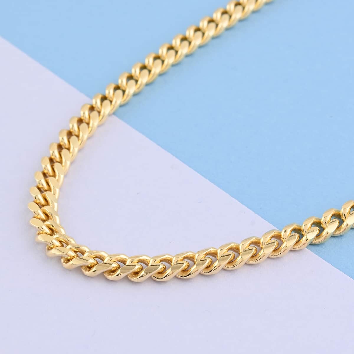 14K Yellow Gold Over Sterling Silver Flat Curb Chain Necklace 24 Inches 14.8 Grams image number 1