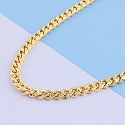 14K Yellow Gold Over Sterling Silver Flat Curb Chain Necklace 24 Inches 14.60 Grams