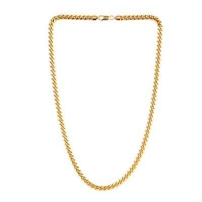14K Yellow Gold Over Sterling Silver Flat Curb Chain Necklace 24 Inches 14.60 Grams