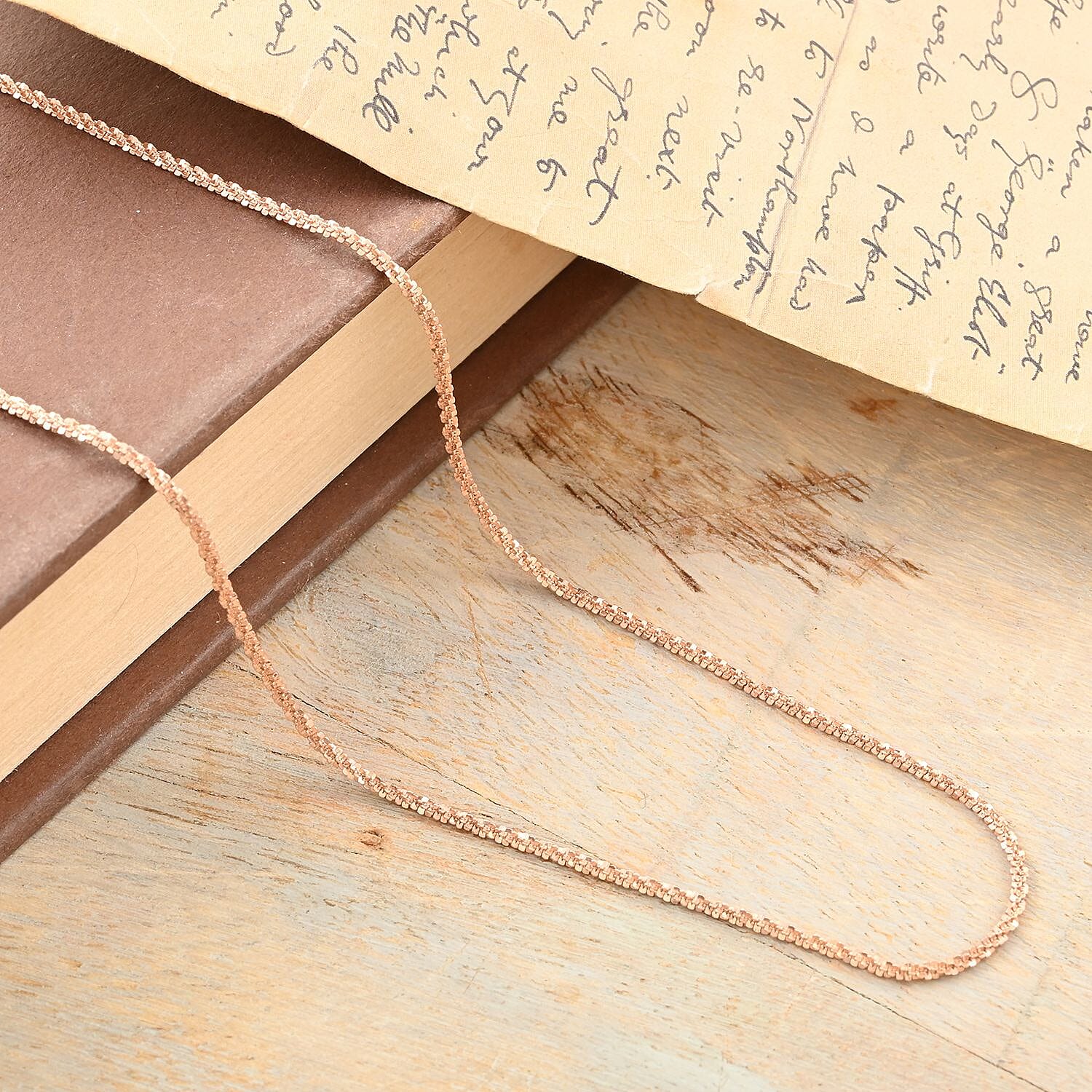 14K Rose Gold Over Sterling Silver Roc Chain Necklace 24 Inches 3.50 Grams