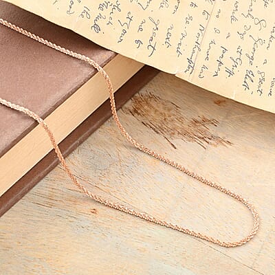 14K Rose Gold Over Sterling Silver Roc Chain Necklace 24 Inches 3.50 Grams