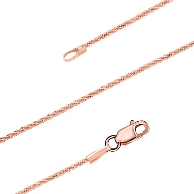 14K Rose Gold Over Sterling Silver Roc Chain Necklace 24 Inches 3.50 Grams