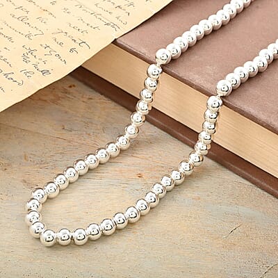 Sterling Silver Loose Bead Chain Necklace 20 Inches 24.8 Grams
