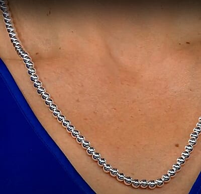 Sterling Silver Loose Bead Chain Necklace 20 Inches 24.8 Grams