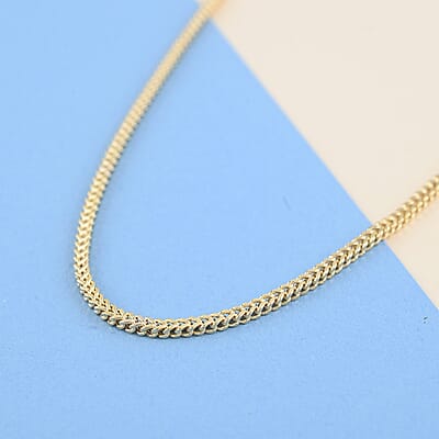 14K Yellow Gold Over Sterling Silver Franco Chain Necklace 20 Inches 8.6 Grams