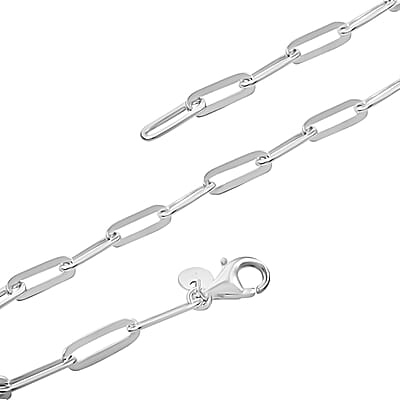 Sterling Silver Paper Clip Chain Necklace 18 Inches 10 Grams