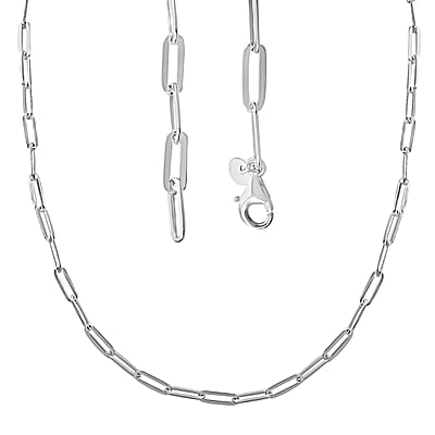 Sterling Silver Paper Clip Chain Necklace 18 Inches 10 Grams