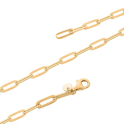 14K Yellow Gold Over Sterling Silver Paper Clip Chain Necklace 18 Inches 10 Grams