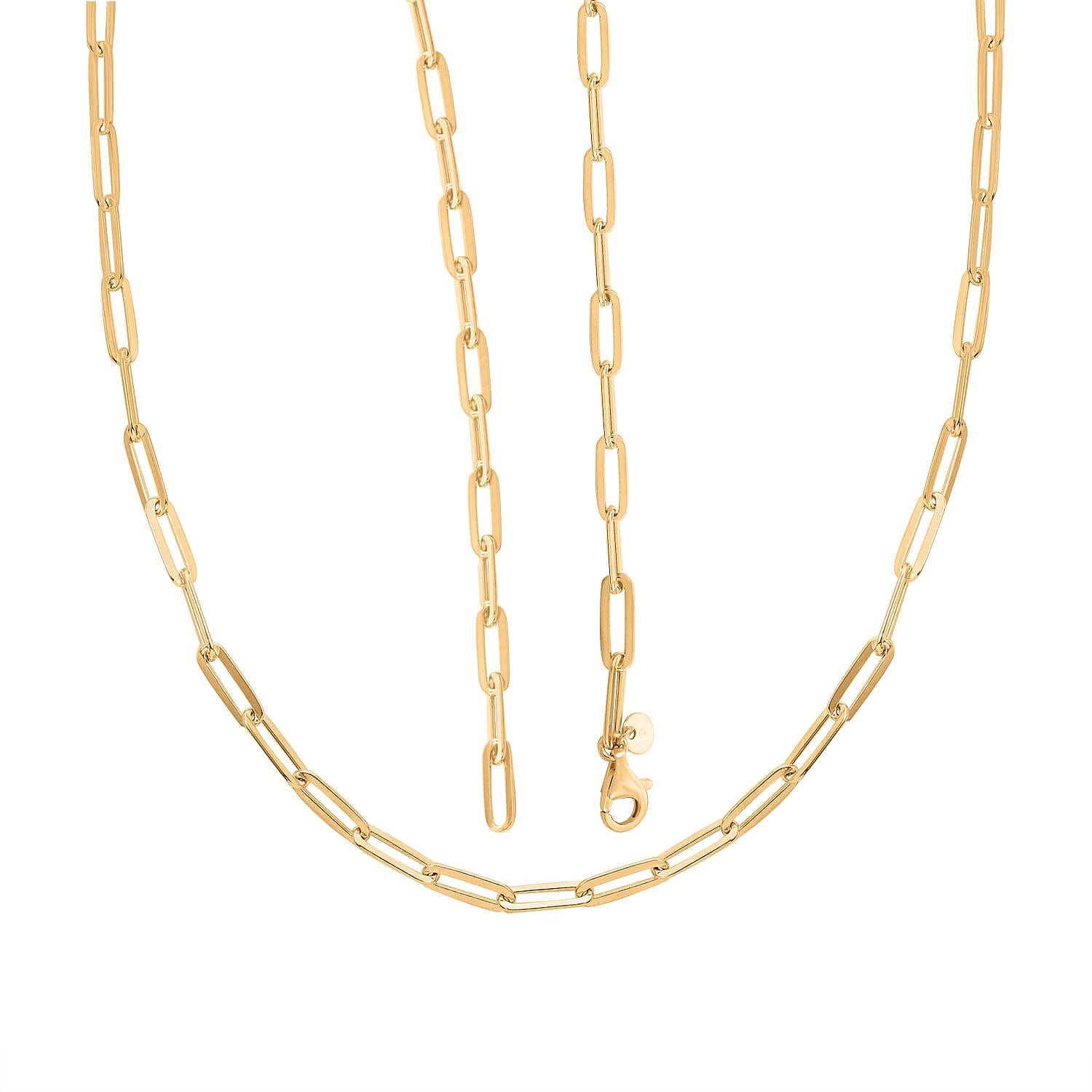 14K Yellow Gold Over Sterling Silver Paper Clip Chain Necklace 18 Inches 10 Grams