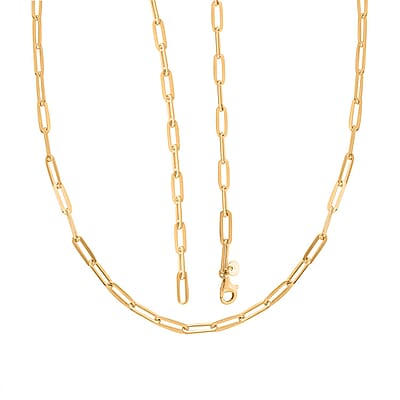 14K Yellow Gold Over Sterling Silver Paper Clip Chain Necklace 18 Inches 10 Grams