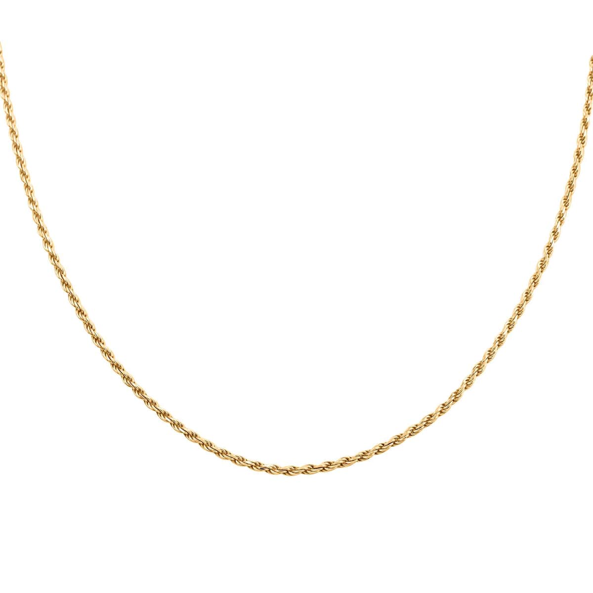 14K Yellow Gold Over Sterling Silver Rope Chain Necklace 18 Inches 13.2 Grams image number 0