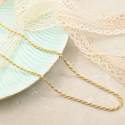 14K YG Over Sterling Silver Rope Chain Necklace (22 Inches) (10.8 g)