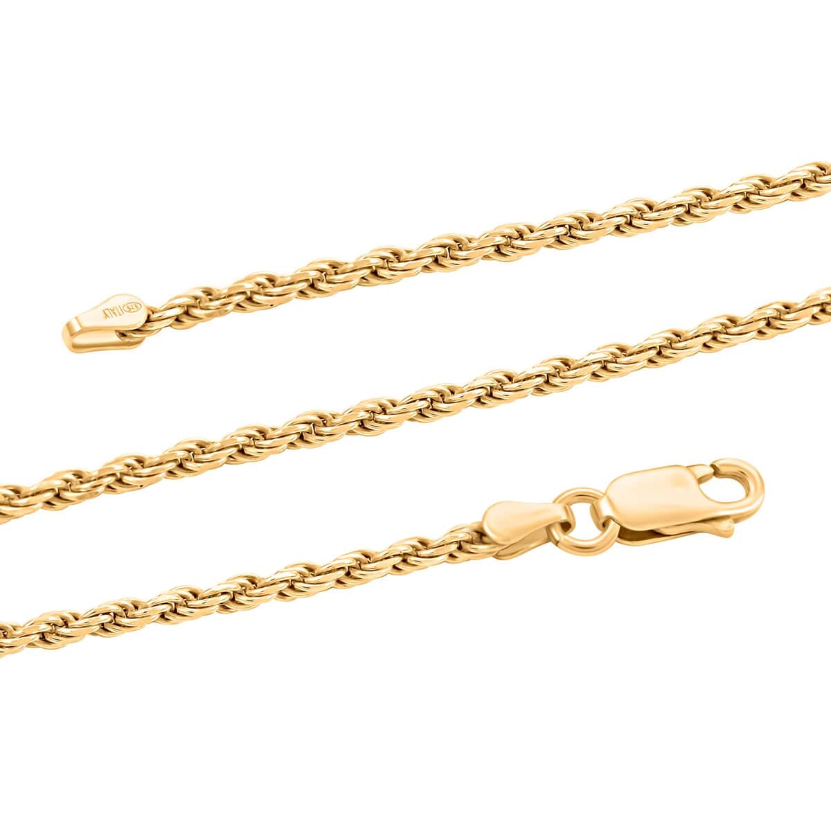 14K Yellow Gold Over Sterling Silver Rope Chain Necklace 18 Inches 13.2 Grams image number 2