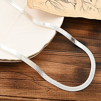 Sterling Silver Herringbone Chain Necklace 20 Inches 10.3 Grams