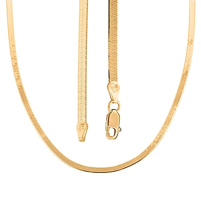 14K Yellow Gold Over Sterling Silver Herringbone Chain Necklace 20 Inches 10.3 Grams