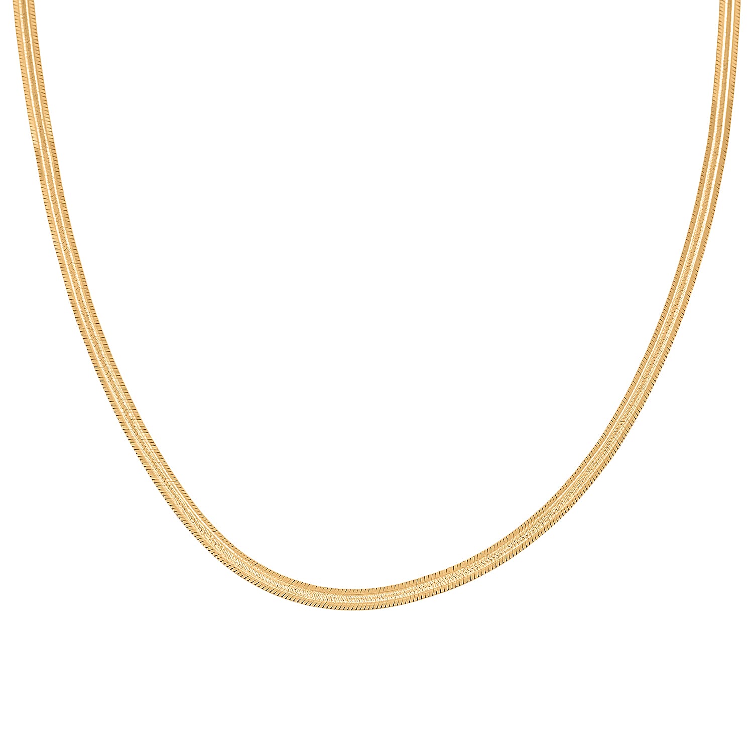 14K Yellow Gold Over Sterling Silver Textured Herringbone Chain Necklace 18 Inches 3.50 Grams