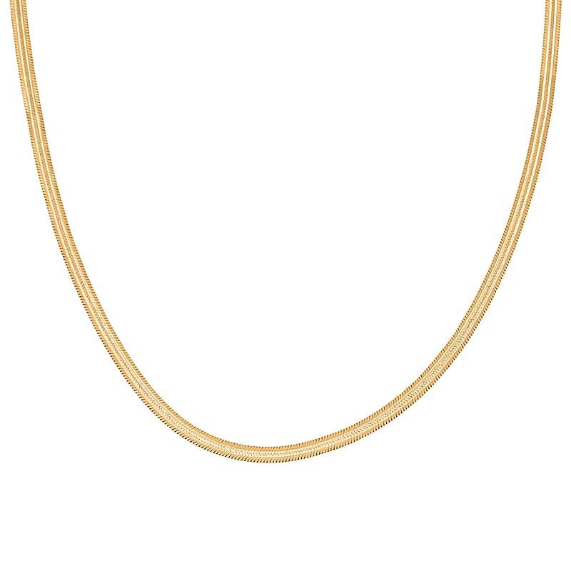 14K Yellow Gold Over Sterling Silver Textured Herringbone Chain Necklace 18 Inches 3.50 Grams