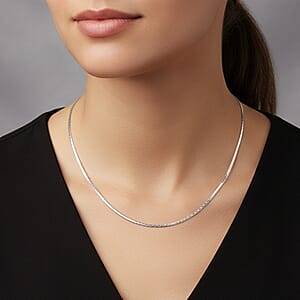 Sterling Silver Zig-Zag Herringbone Chain Necklace (18 Inches) (3.90 Grams)