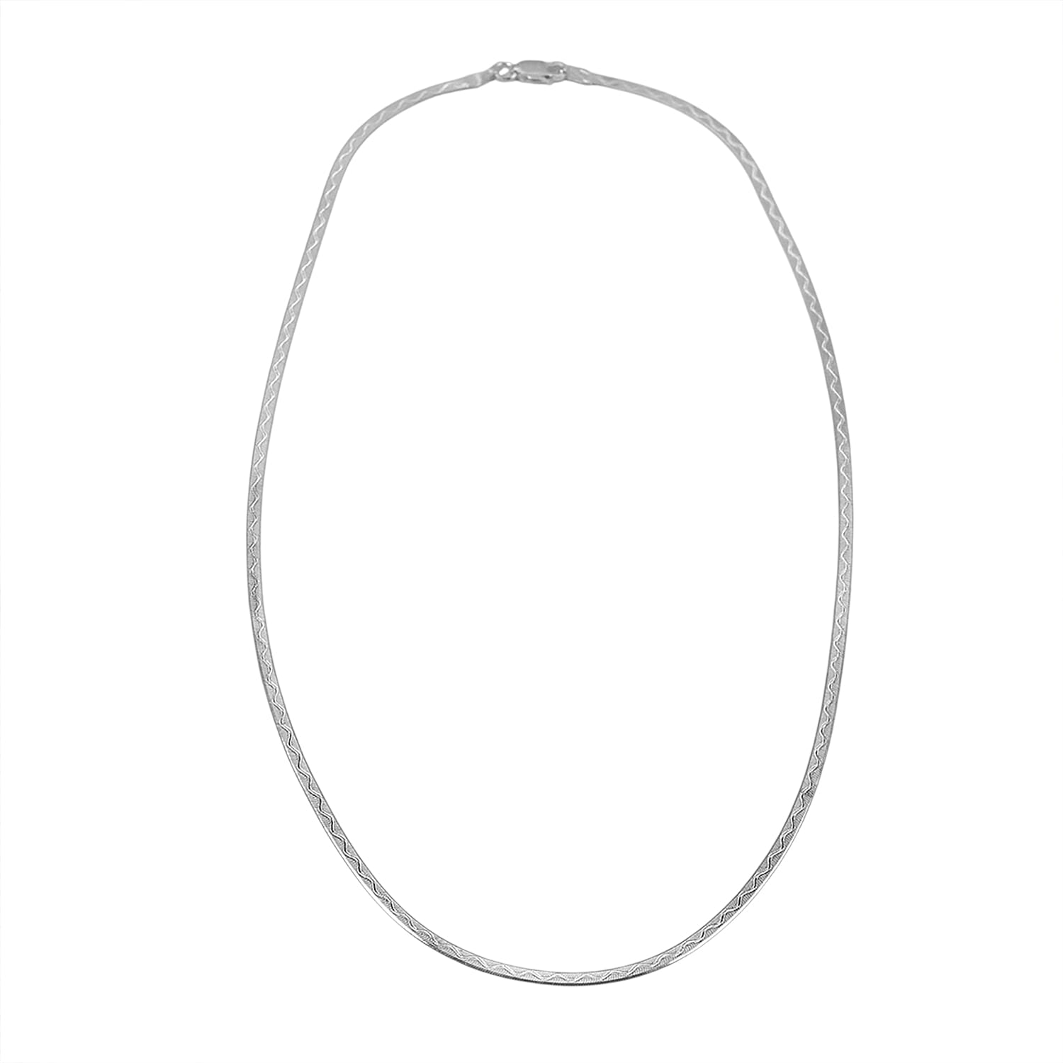 Sterling Silver Zig-Zag Herringbone Chain Necklace (18 Inches) (3.90 Grams)