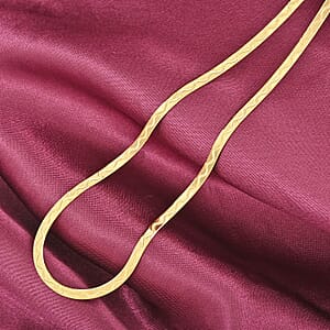 14K YG Over Sterling Silver Zig-Zag Herringbone Chain Necklace (18 Inches) (3.90 Grams)