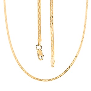 14K YG Over Sterling Silver Zig-Zag Herringbone Chain Necklace (18 Inches) (3.90 Grams)