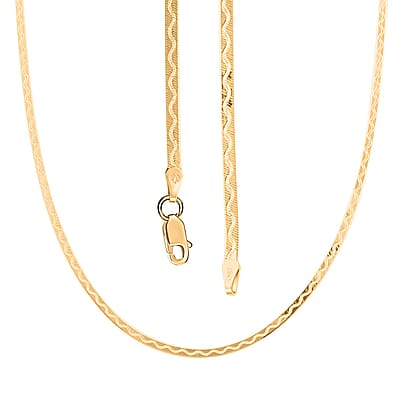 14K YG Over Sterling Silver Zig-Zag Herringbone Chain Necklace (18 Inches) (3.90 Grams)