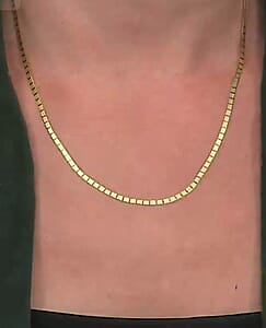 14K Yellow Gold Over Sterling Silver Textured Square Necklace 18 Inches 3.70 Grams