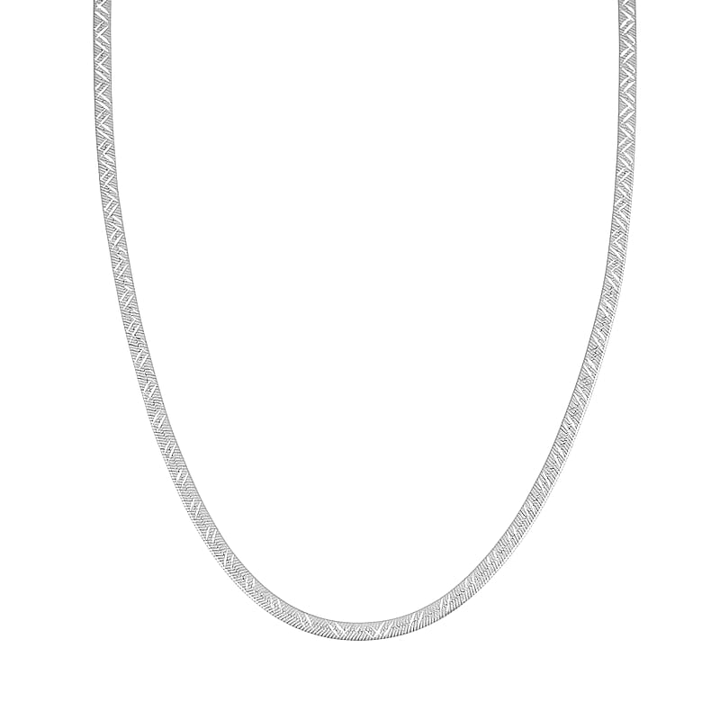 Sterling Silver Textured Chevron Chain Necklace 18 Inches 3.90 Grams