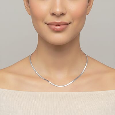 Sterling Silver Textured Chevron Chain Necklace 18 Inches 3.90 Grams