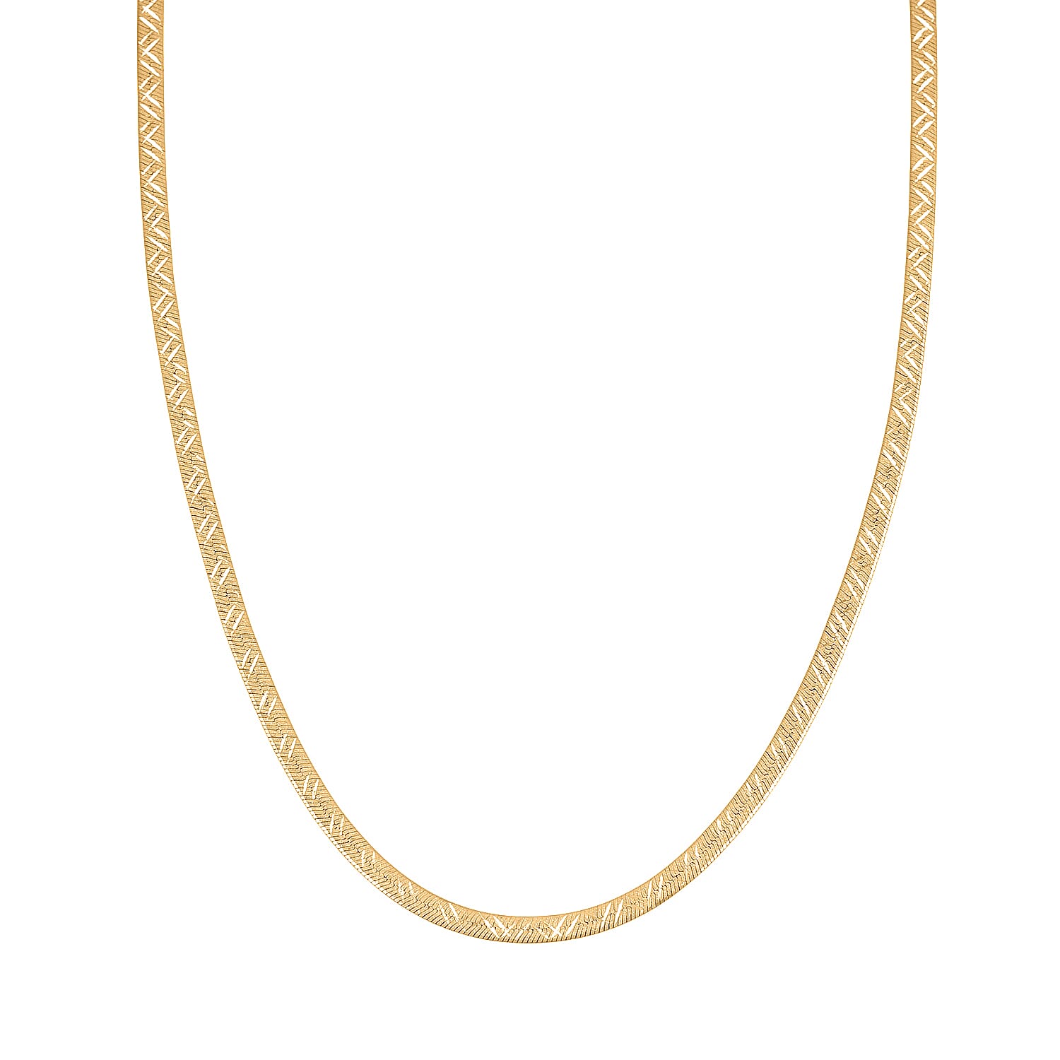 14K Yellow Gold Over Sterling Silver Textured Chevron Chain Necklace 18 Inches 3.90 Grams