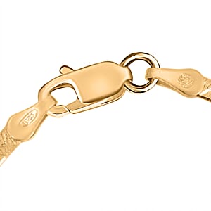 14K Yellow Gold Over Sterling Silver Textured Chevron Chain Necklace 18 Inches 3.90 Grams