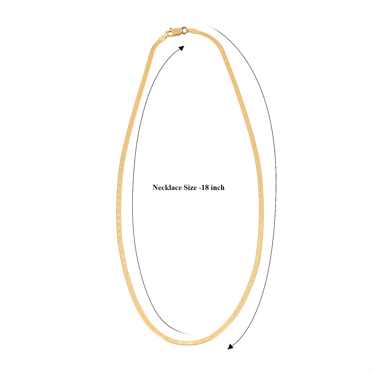 14K Yellow Gold Over Sterling Silver Textured Chevron Chain Necklace 18 Inches 3.90 Grams