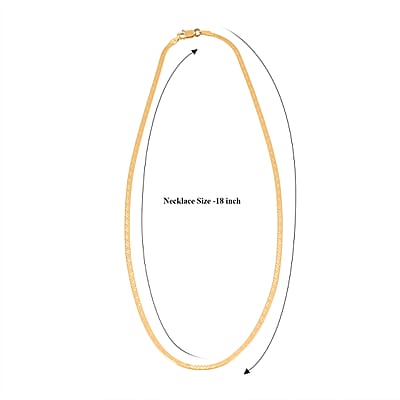 14K Yellow Gold Over Sterling Silver Textured Chevron Chain Necklace 18 Inches 3.90 Grams
