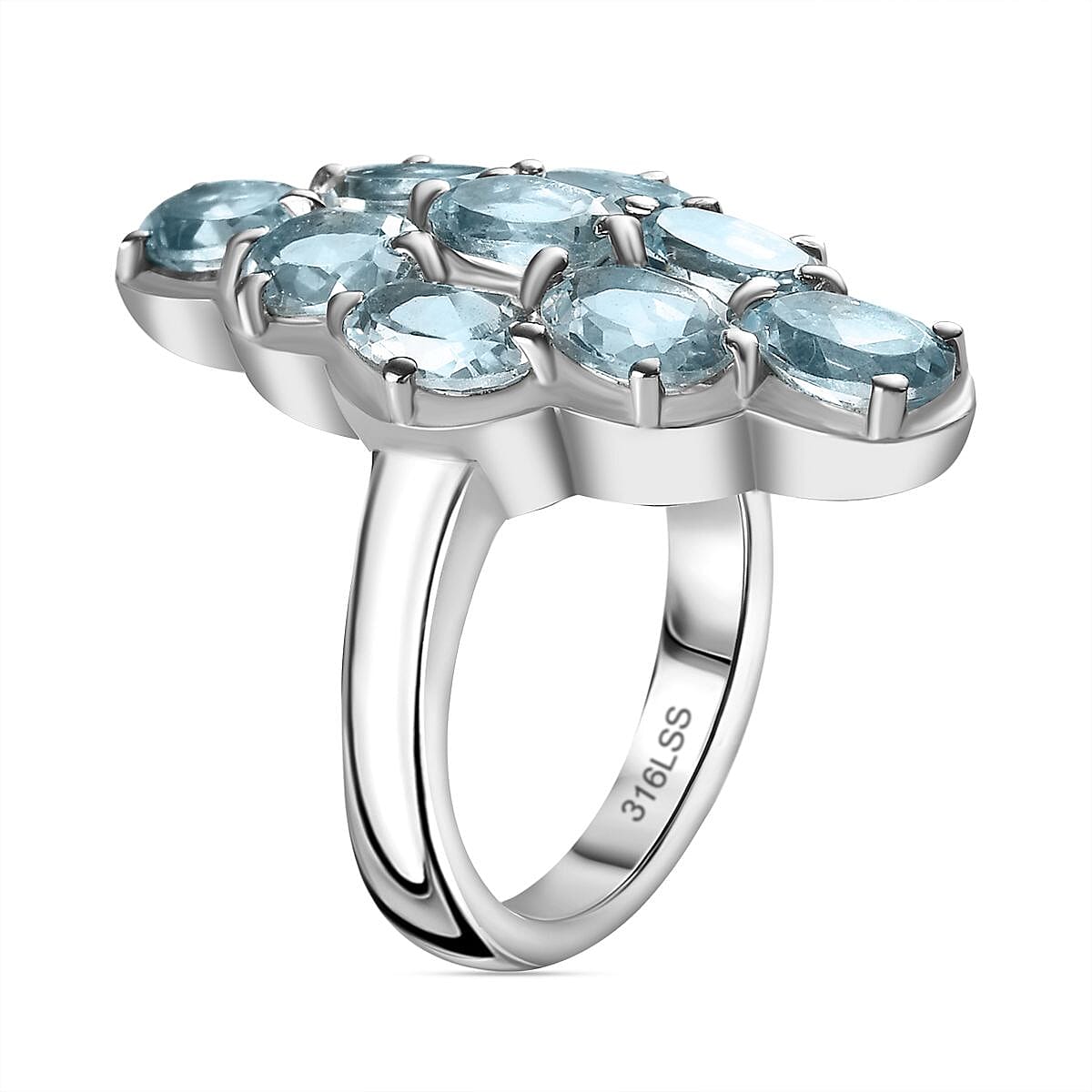 Sky Blue Topaz 4.25 ctw Ring in Stainless Steel (Size 11.5)