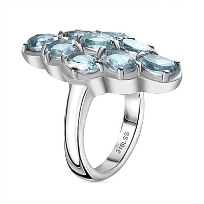 Sky Blue Topaz 4.25 ctw Ring in Stainless Steel (Size 11.5)
