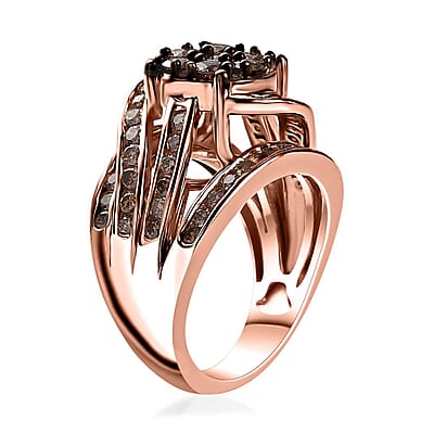 Natural Champagne Diamond Ring in Vermeil Rose Gold Over Sterling Silver (Size 10.0) 2.00 ctw