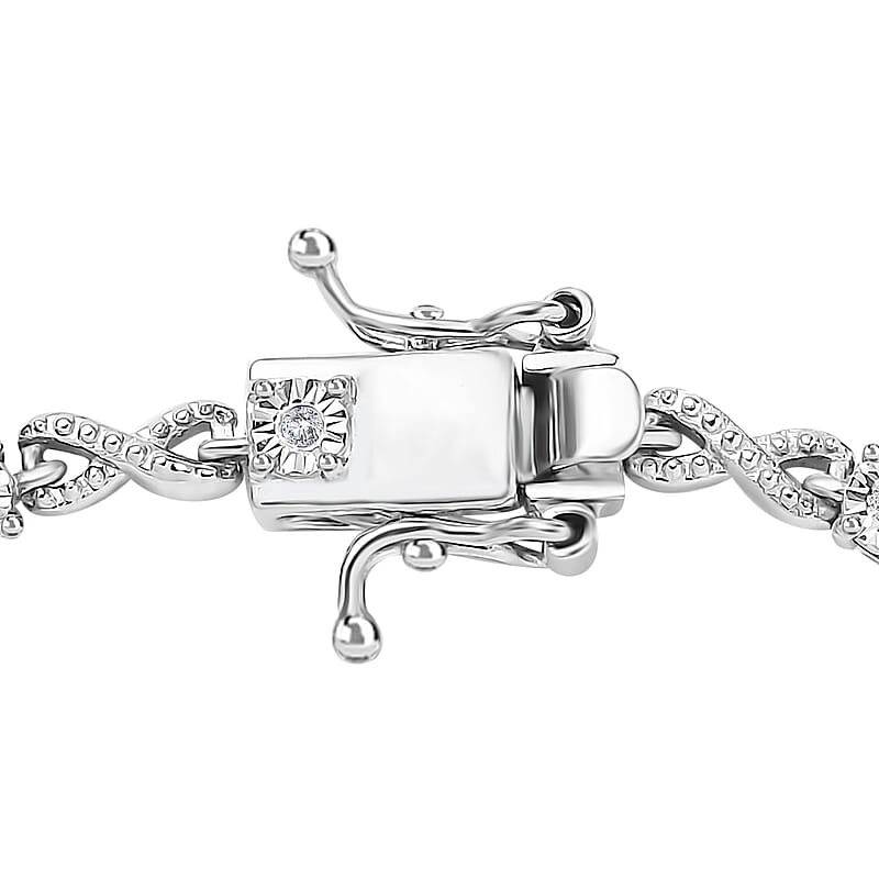 AAA Kagem Zambian Emerald and Diamond Bracelet in Platinum Over Sterling Silver (7.25 In) 1.00 ctw