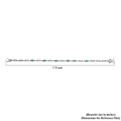 AAA Kagem Zambian Emerald and Diamond Bracelet in Platinum Over Sterling Silver (7.25 In) 1.00 ctw