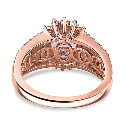 Premium Martha Rocha Kunzite and Moissanite 3.50 ctw Sunburst Ring in Vermeil Rose Gold Over Sterling Silver (Size 10.0)