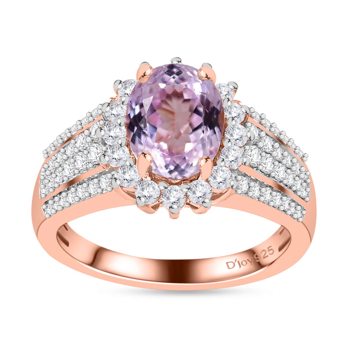 TLV Premium Martha Rocha Kunzite, Moissanite Sunburst Ring in Vermeil RG Over Sterling Silver (Size 10.0) 3.50 ctw image number 0