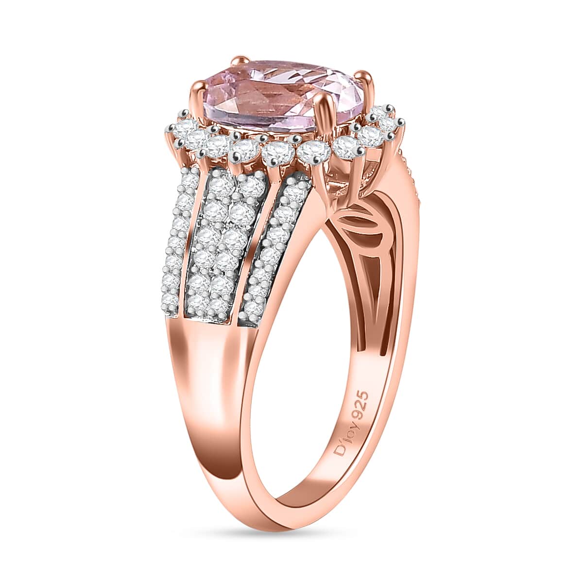 TLV Premium Martha Rocha Kunzite, Moissanite Sunburst Ring in Vermeil RG Over Sterling Silver (Size 10.0) 3.50 ctw image number 3