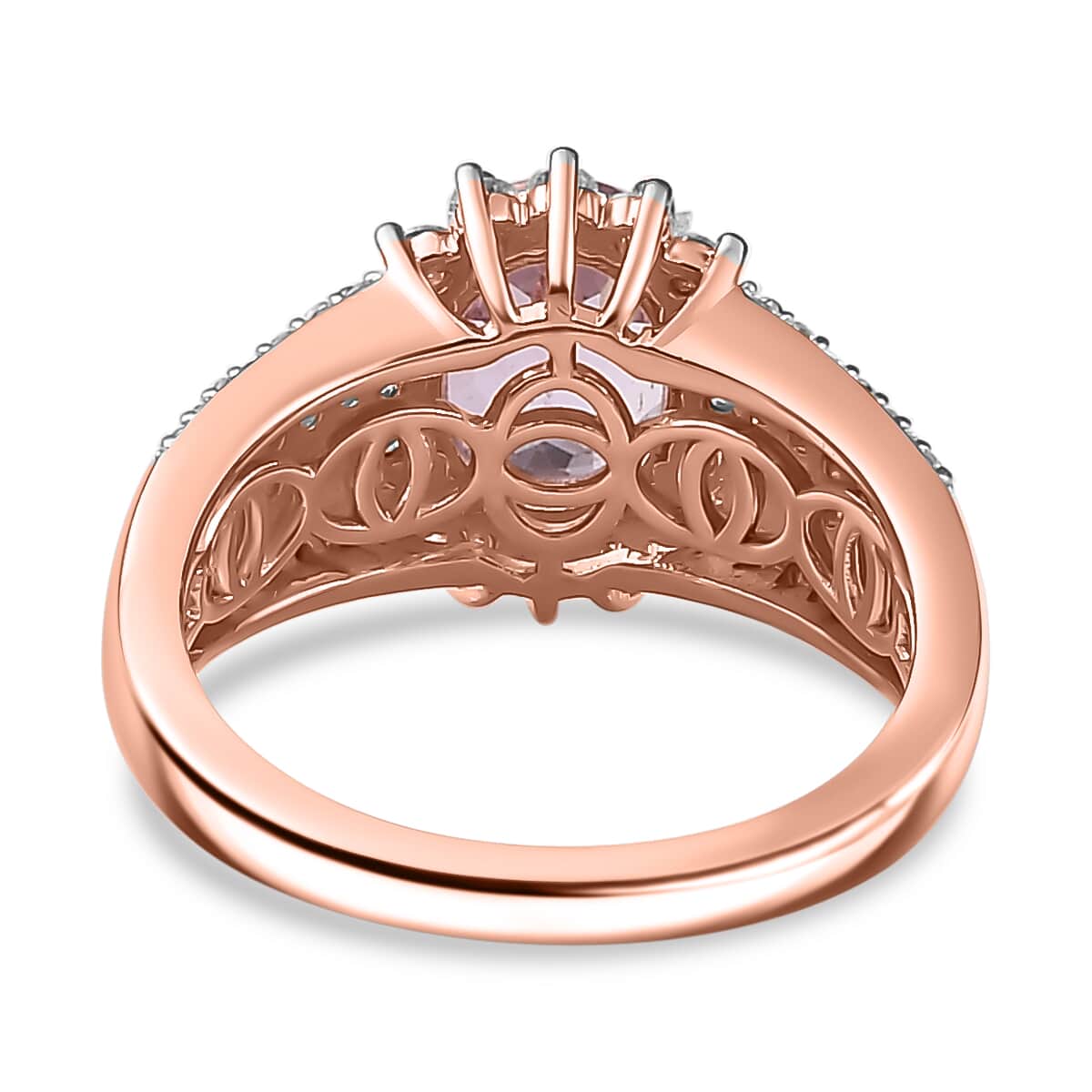 Premium Martha Rocha Kunzite and Moissanite 3.50 ctw Sunburst Ring in Vermeil Rose Gold Over Sterling Silver (Size 9.0) image number 4