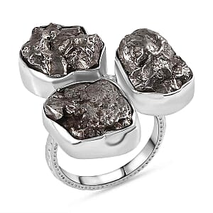 Meteorite 33.30 ctw Fancy Ring in Rhodium Over Sterling Silver (Size 8)