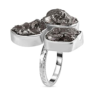 Meteorite 33.30 ctw Fancy Ring in Rhodium Over Sterling Silver (Size 8)