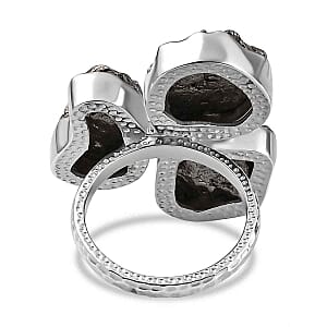 Meteorite 33.30 ctw Fancy Ring in Rhodium Over Sterling Silver (Size 8)