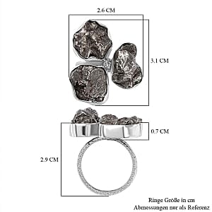 Meteorite 33.30 ctw Fancy Ring in Rhodium Over Sterling Silver (Size 8)