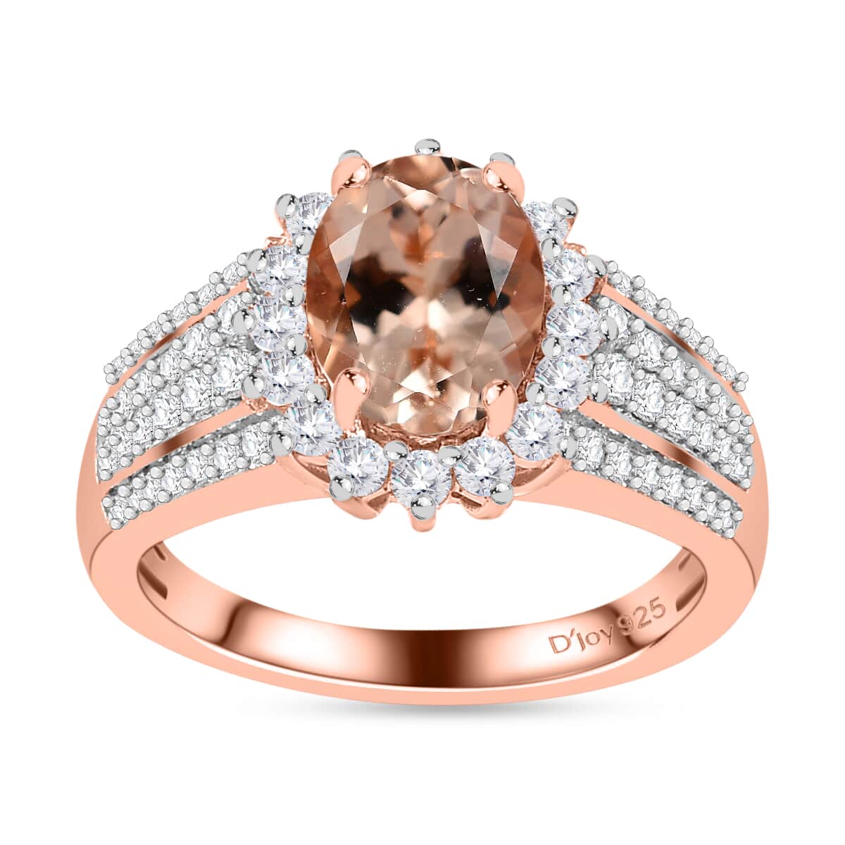 Premium Marropino Morganite and Moissanite 3.00 ctw Sunburst Ring in Vermeil Rose Gold Over Sterling Silver (Size 10.0) image number 0