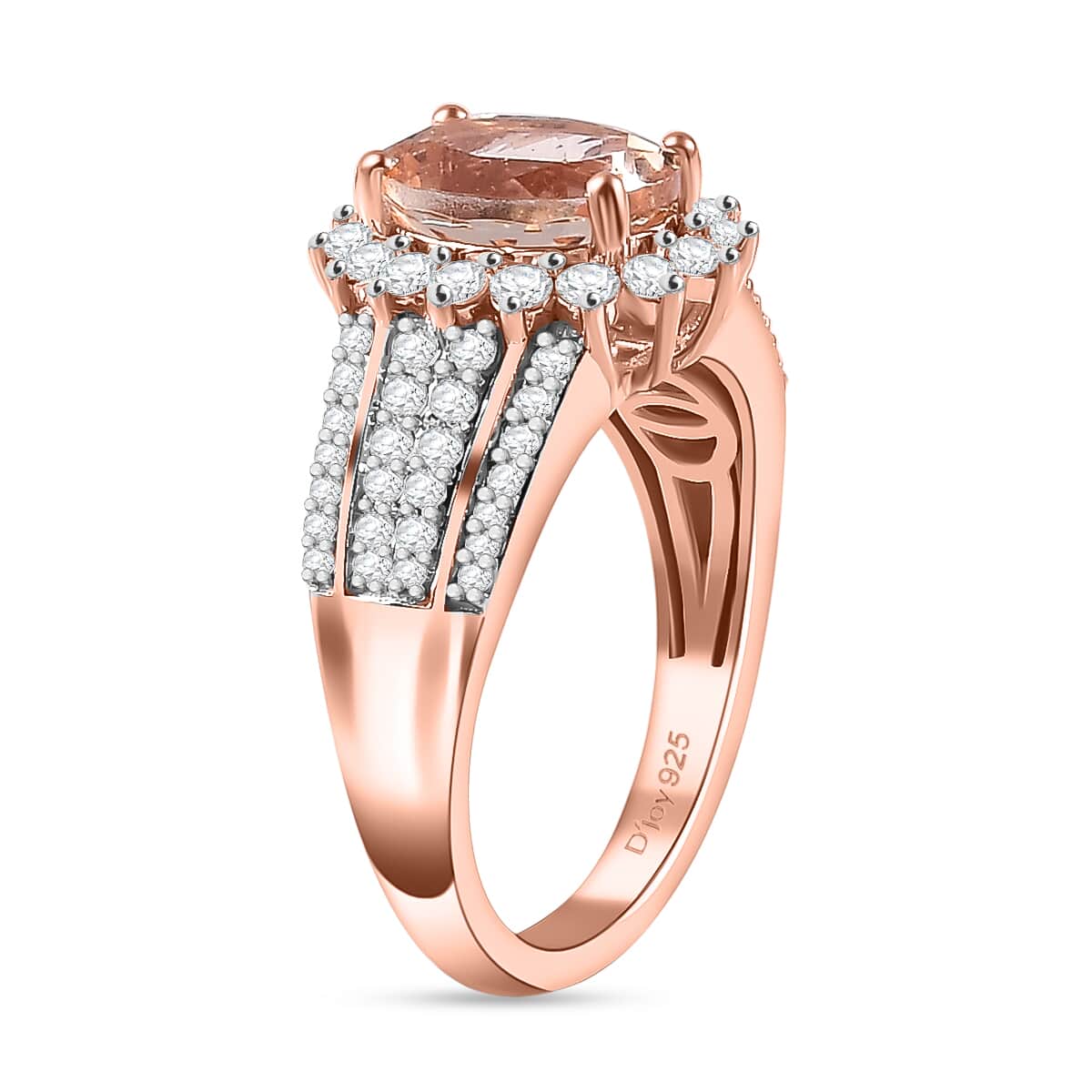 Premium Marropino Morganite and Moissanite 3.00 ctw Sunburst Ring in Vermeil Rose Gold Over Sterling Silver (Size 10.0) image number 3