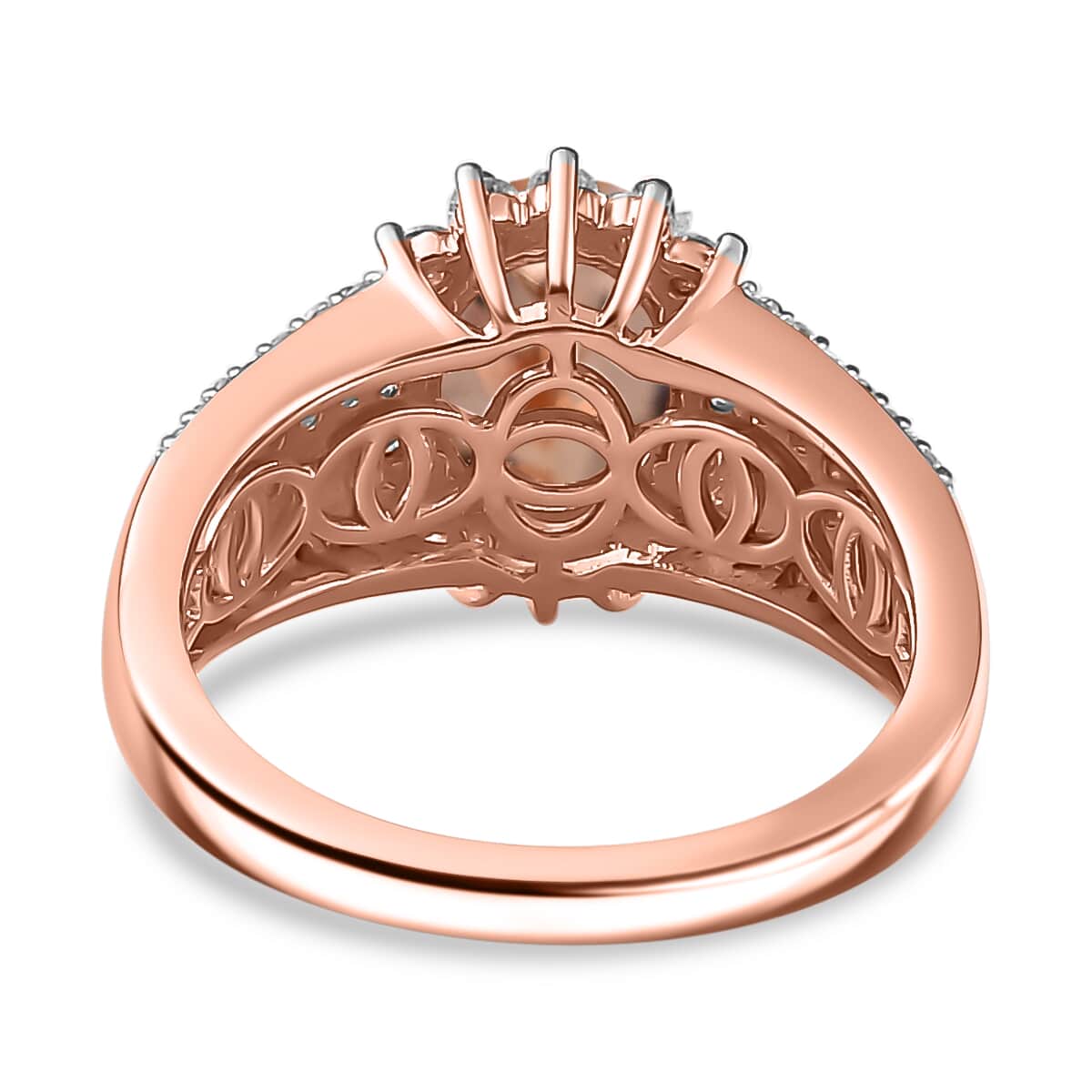 Premium Marropino Morganite and Moissanite 3.00 ctw Sunburst Ring in Vermeil Rose Gold Over Sterling Silver (Size 6.0) image number 4