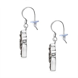 Meteorite Lever Back 36.00 ctw Earrings in Rhodium Over Sterling Silver